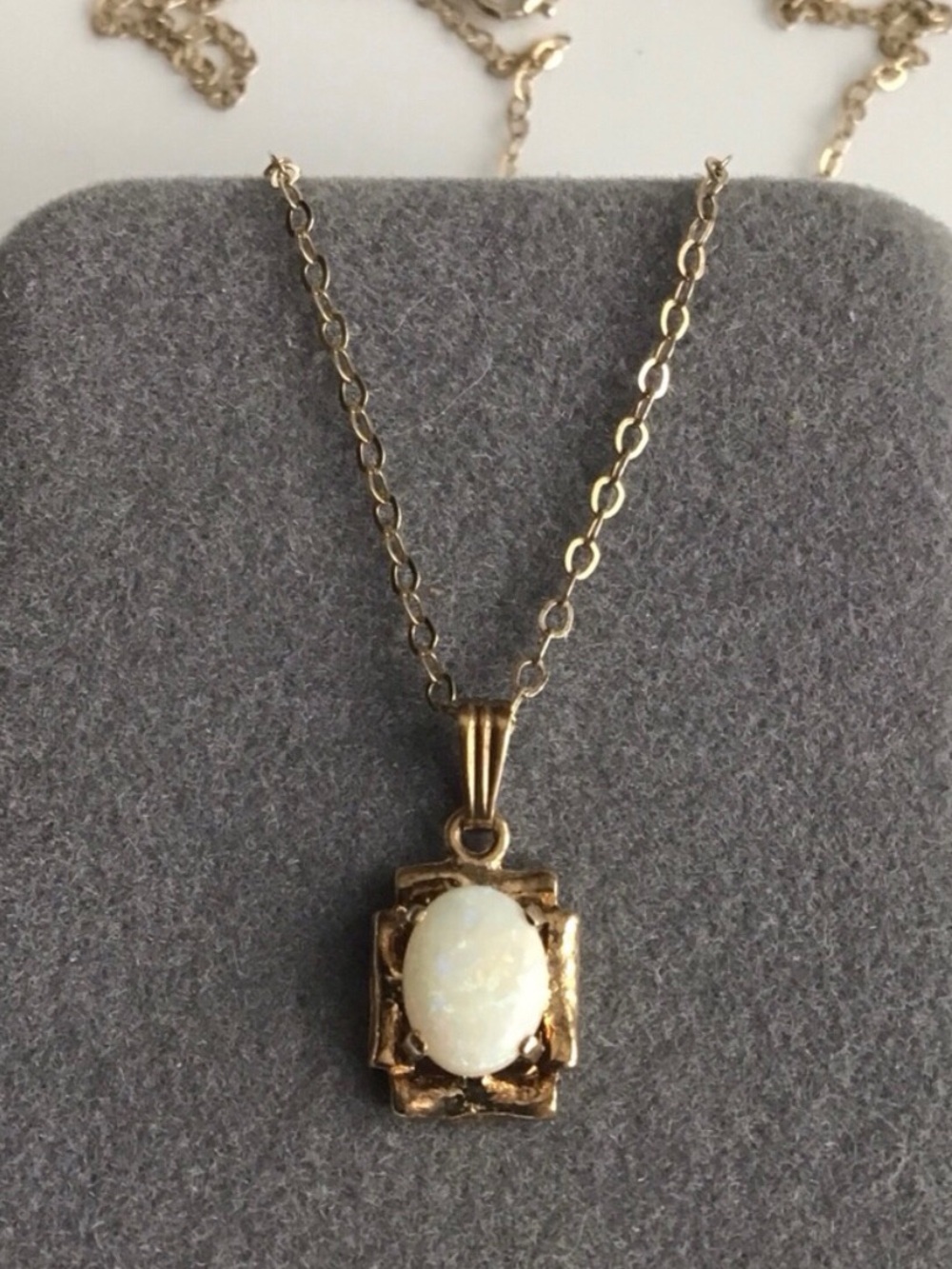 1920s Ralfe Rings Antique Natural Opal Pendant Vermeil Sterling Silver Necklace